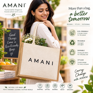 กระเป๋าช้อปปิ้งผ้าแคนวาสลายคาลิโก่รักษ์โลก AMANI ขนาดใหญ่ หูหิ้วแบบตัวอักษร ใช้ได้ทุกวัน สำหรับซุปเปอร์มาร์เก็ต - Product Image 5