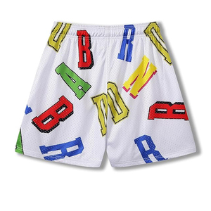 2024 Men's Sports Beach <b>Pants</b> Casual American Fitness Running Basketball Shorts Heavyweight <b>Mesh</b> Drawstring Elastic Waist Canvas - Product Image 2