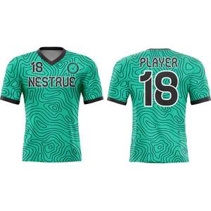 Camiseta de fútbol sublimada personalizada al por mayor, uniforme de equipo transpirable de secado rápido, ropa deportiva OEM, suministro directo de fábrica. - Product Image 1