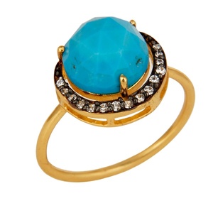 New Arrival Party Wear Handmade <b>Ring</b> Gold Plated 925 Silver <b>Turquoise</b> Gemstone Designer <b>Rings</b> Manufacturer of Girls Jewelry - Product Image 1