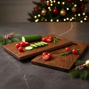Planche à découper en bois naturel faite à la main, grande planche à découper rectangulaire pour la viande, les légumes, les fruits, le pain et le fromage - Product Image 5