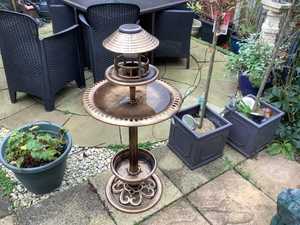 Solar Glass Bird <b>Bath</b> Stake with Flower Design Outdoor Garden Birdbath <b>Lighted</b> Landscape Yard Art Wild Bird Feeder Station - Product Image 3