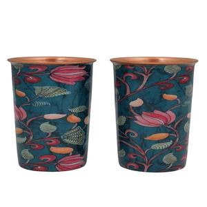 Botella de Agua de Cobre con Estampado Floral de Hojas Oscuras, Diseño Natural Multicolor Teal, Tapa Antiderrames, Reutilizable para Uso Diario - Product Image 3