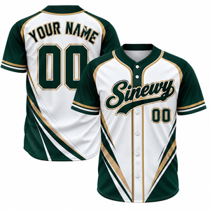 Camiseta de Béisbol Sinewy Personalizada con Nombre y Número, Sublimada, de Poliéster que Absorbe la Humedad, Unisex para Adultos, Manga Corta, Cierre de Botones - Product Image 1