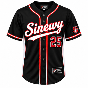 Camiseta de Béisbol Deportiva para Hombre, Negra, Roja y Blanca, Talla L, Secado Rápido, Manga Corta, Cierre de Botones, Ropa Deportiva para Adultos - Product Image 1