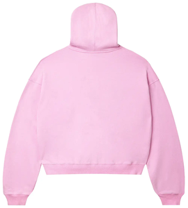 Streetwear Fashion Women’s Pink Vintage Washed Distressed Rhinestone Graphic DTG Print <b>Zip</b> Up Cropped Hoodie Sweatshirt - Product Image 2