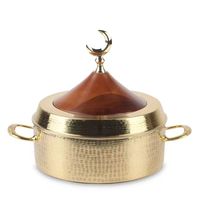 Casserole en acier inoxydable découpée au laser, motif doré, chauffe-plats de qualité supérieure, dôme à motifs, service de buffet, base à fentes verticales