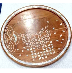 Bandeja de madera y nácar hecha a mano, artesanía nueva, para decoración de mesa de bodas, diseño de madera y nácar. - Product Image 2