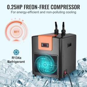 Refrigeratore d'Acqua Idroponico Moderno da 1/4 HP per Acquario da 348 L (92 Galloni) con Compressore Silenzioso per Acqua di Mare e Dolce - Product Image 3