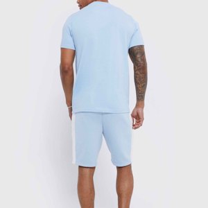 Men's Summer Shirt and Shorts <b>Set</b> Solid <b>Colour</b> 2 Piece Fashion Tracksuits 100% Cotton T-shirts Short Sleeve Cargo Shorts Outfits - Product Image 4