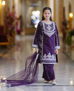 Kids Designer <b>Kurti</b> Pant Set with Heavy Embroidery and Dupatta – Girls Ethnic Wedding Party Wear Outfit - Product Image 4