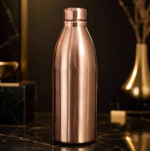 Bouteilles en cuivre poli gaufré classiques, bouteille d'eau ayurvédique portable, vaisselle en cuivre pur, bouteille artisanale, vente en gros, exportation - Product Image 1