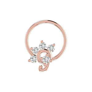 Bijou de piercing en or 14 carats, design floral, diamant naturel 0,1 ct, clou de nez, style ethnique, pour femme - Product Image 2