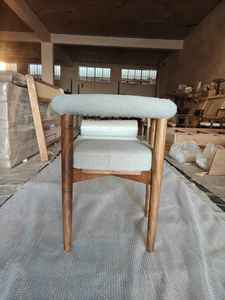 AURA FABRIC MODERN NORDIC CURVE COMFORTABLE SWIVEL UPHOLSTERED <b>ARM</b> <b>CHAIR</b> <b>with</b> OAK FRAME - Product Image 3