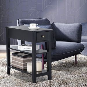 3-Tier <b>Console</b> Table with Slidable Drawer and Double Shelves End Table with Practical Storage Solution - Product Image 4