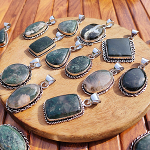 Anillo de Plata con Bisel de Latón Chapado en Plata, con Ágata Verde Musgo, Estilo Bohemio Artístico, Hecho a Mano, Unisex, Regalo de Boda - Product Image 3