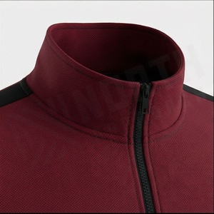 Men's <b>Maroon</b> Tracksuit Full Zip Stand Collar Solid Color Casual Sportswear With Side Pockets Polyester Cotton Blend Autumn Wear - Product Image 4