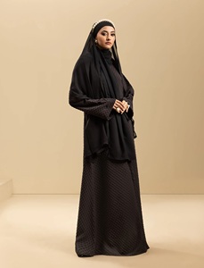 Conjunto de Abaya Nida Marrón Informal y Formal para Mujeres Musulmanas, de Fibra de Poliéster, Estilo Sencillo, Largo, Abierto por Delante, Recto, Estilo Saudí - Product Image 4