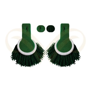 Épaulettes professionnelles réglables en polyester vert et noir avec franges en bullion, épaulettes d'uniforme personnalisées - Product Image 6