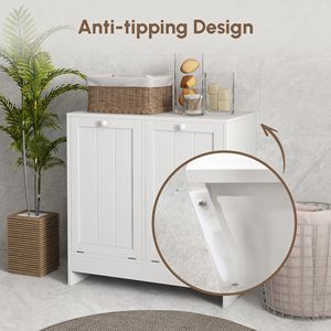 Mobiletto Bianco a 2 Scomparti con Cesto Ribaltabile, Soluzione ad Alta Efficienza per il Lavanderia - Product Image 4