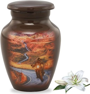 Urne funéraire de haute qualité, motif marbre brun, pour adultes, durable, magnifique petite urne souvenir. - Product Image 3