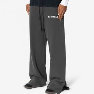 Pantalon de survêtement respirant de style hip-hop de haute qualité, 100 % coton molletonné, coupe droite, bas large, tendance pour homme - Product Image 4