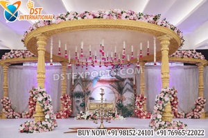 Mandap de mariage indien sur le thème du Jardin Celeste, magnifique toile de fond extérieure de Manavarai du sud, Mandap de Manavarai de forme ronde - Product Image 6