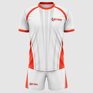 Ensemble de maillot de football pour homme Fly Humble, noir et rouge, manches courtes, évacuation de l'humidité, coupe régulière, 100% polyester, noms/nombres d'équipe personnalisés - Product Image 2