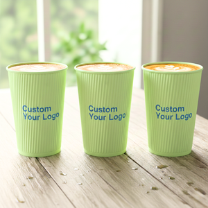 Gobelets en papier jetables à paroi ondulée de 12 oz avec logo de votre entreprise pour boissons chaudes et froides et centres de rafraîchissement - Product Image 1