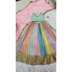 Ropa de fiesta para mujer Lehenga Choli con elegante juego de trabajo de espejo de papel - Product Image 2
