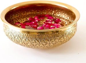 The Graceful Urli – Hammered <b>Metal</b> Bowl with Subtle Sheen for Floral Arrangements and Festive Centerpieces - Product Image 2