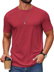 เสื้อยืดผู้ชายผ้าคอตตอน 180 กรัม สีพื้น ไม่มีลาย พิมพ์ลายดิจิตอลได้ คอโอ ทรงหลวม ระบายอากาศดี แห้งเร็ว เป็นมิตรกับสิ่งแวดล้อม สวมใส่สบาย - Product Image 1