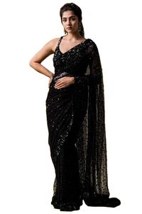 บอลลีวู้ดบล็อกบัสเตอร์ที่สวยงามสีกากีปักเลื่อมลายลูกไม้ขอบคอลเลกชันส่าหรี - Product Image 2