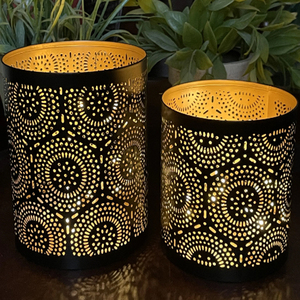 Black Metal Votive Holders Iron cutwork Votive Die Cut Pattern Black <b>Candle</b> Votive Holders - Product Image 2