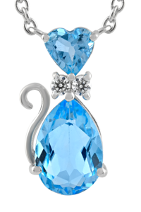 Colgante de Topacio Azul y Circonita en Plata de Ley 92.5 KLSP-50495 - Product Image 2