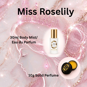 Brume corporelle Miss Roselily 30ml, Eau de Parfum, Parfum solide 10g pour femme, Ingrédients naturels, Parfum floral longue durée, Vente en gros - Product Image 1
