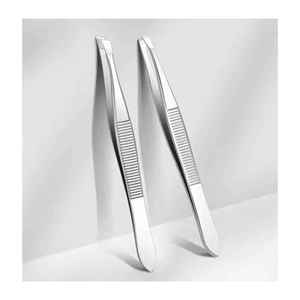 Pinzas Profesionales Duraderas y Reutilizables de Acero Inoxidable para Cejas y Pestañas, Diseño de Punta Inclinada, Diferentes Funciones de Maquillaje, Personalizadas - Product Image 1