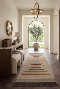 Neutral Geometric Kilim Runner <b>Rug</b> Handmade Wool Jute Modern <b>Boho</b> Farmhouse Hallway Entryway Corridor Carpet Runner - Product Image 5