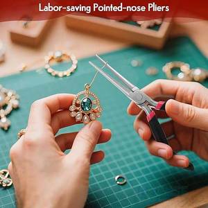 Needle Nose Long Nose <b>Pliers</b> Serrated Jaw Stainless Steel Jewelry Making Tool Wire Bending <b>Small</b> Object Gripping Precision - Product Image 3