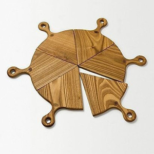 Ensemble de 3 plateaux de service en bois écologiques, peints à la main, design bohème, pour cadeaux, décoration de table, fabriqué au Vietnam - Product Image 2