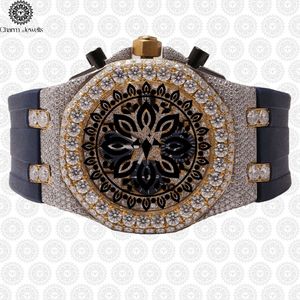 Charm Jewells Men's Luxury Tonneau Mechanical <b>Watch</b> Stainless Steel <b>Diamond</b> Bezel Rubber Band Analog Dial 43mm - Product Image 1