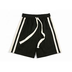 Alta calidad 94% poliéster 6% Spandex Faux Suede cintura elástica cordón rayas Casual Athleisure Bermudas para hombres - Product Image 5