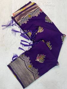 Sari de seda étnico tejido a mano con diseño floral y bordado Zari, transpirable para todas las ocasiones, en nuevo diseño 2026 - Product Image 2