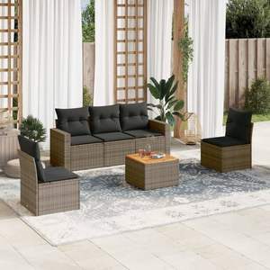 Conjunto de Sofás de Jardín de Madera de Acacia con Estructura de Acero con Recubrimiento en Polvo Gris, Muebles de Exterior de Diseño Contemporáneo Resistentes a la Intemperie - Product Image 3