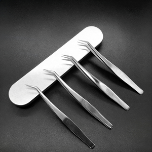 Juego de Pinzas para Extensión de Pestañas RMI 2 Different Point Silver Shin, Acero Inoxidable, Agarre Liso, Duraderas, Punta Lisa de 10 mm de Longitud - Product Image 1