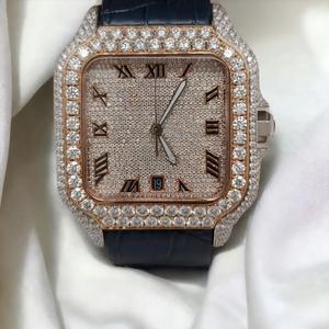 New Arrival Full White Gold <b>Iced</b> <b>Out</b> Round Cut Moissanite Diamond Luxury <b>Watch</b> for Men Classic Roman Analog Display Glass Gift - Product Image 6