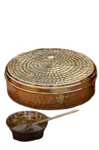 Boîte à épices en métal doré au design martelé, élégante, pour comptoir de cuisine, organisateur de table à manger et de qualité supérieure - Product Image 3