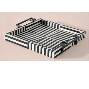 Bandeja moderna con incrustaciones de hueso con asa, bandeja para servir café y té, bandeja para servir hecha a mano, bandeja para servir para invitados, uso de cocina, prueba - Product Image 2