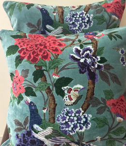 Fundas de Cojín de Terciopelo Verde Azulado con Estampado de Aves y Flores Coloridas, Cojines Decorativos para Sofá, Dormitorio y Decoración del Hogar - Product Image 6