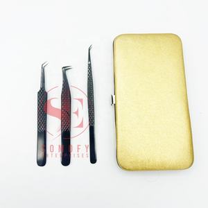 Extensions de cils de volume en acier inoxydable avec logo personnalisé de luxe, paquet blanc avec pince à cils plasma noire, grande quantité - Product Image 1